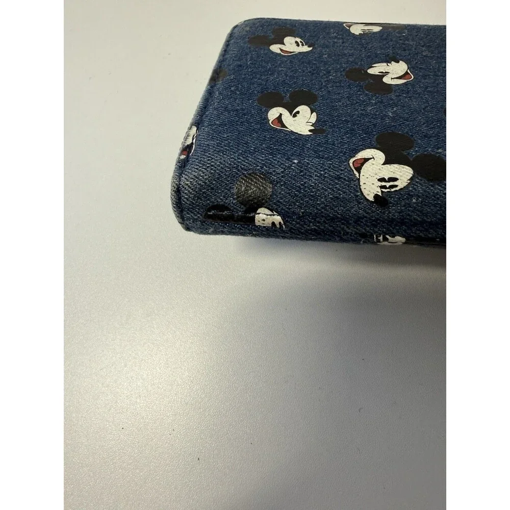 Disney Parks Mickey Mouse Denim AOP Loungefly Purse Wallet